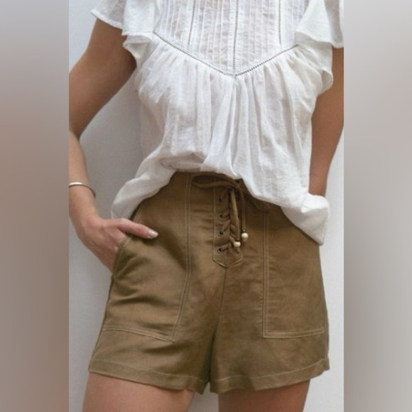 KIVARI Rae Linen Shorts Khaki in Large - Picture 1 of 9